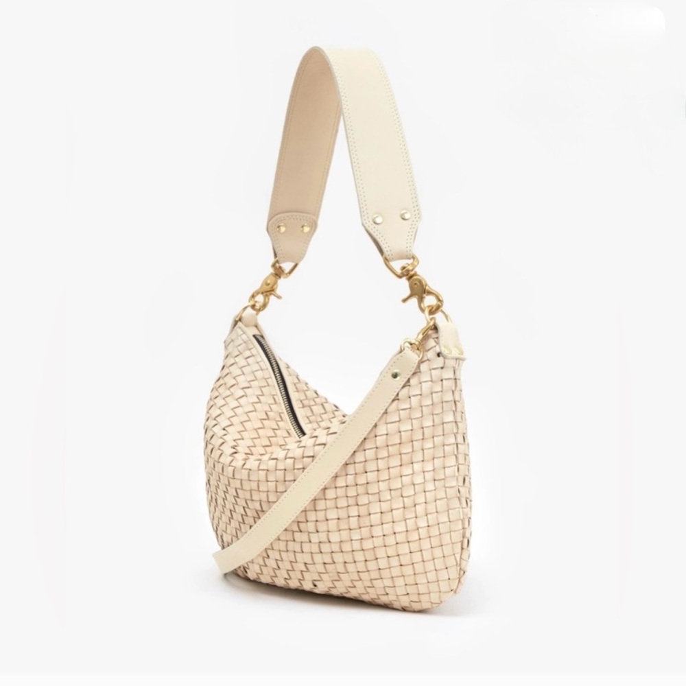 Clare V Cream Woven Crossbody Bag